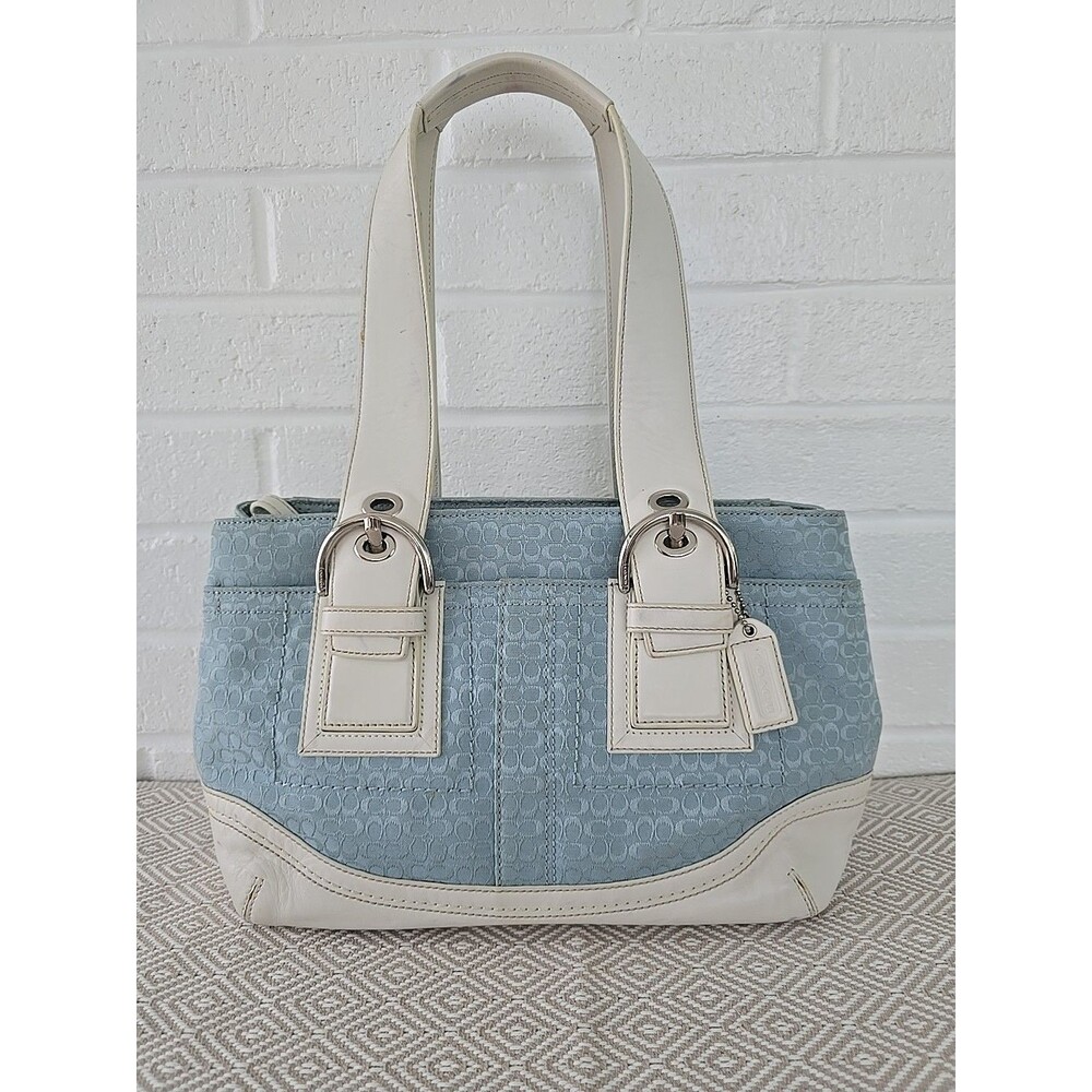 Coach Vintage Y2K Soho Shoulder Bag in Light Blue Jacquard Signature  F10927